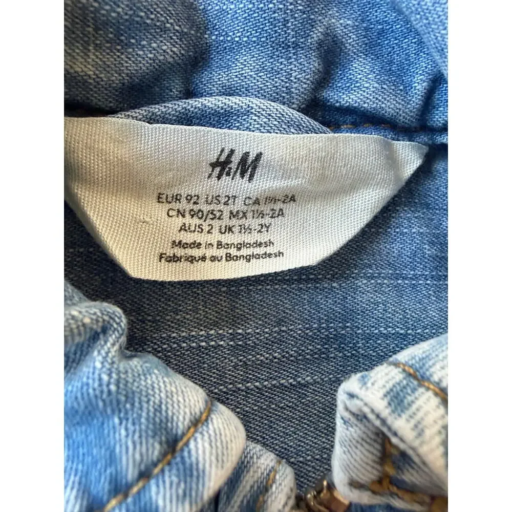 H&M Toddler Light Wash Denim Jacket Zip Front Unisex Size 2T